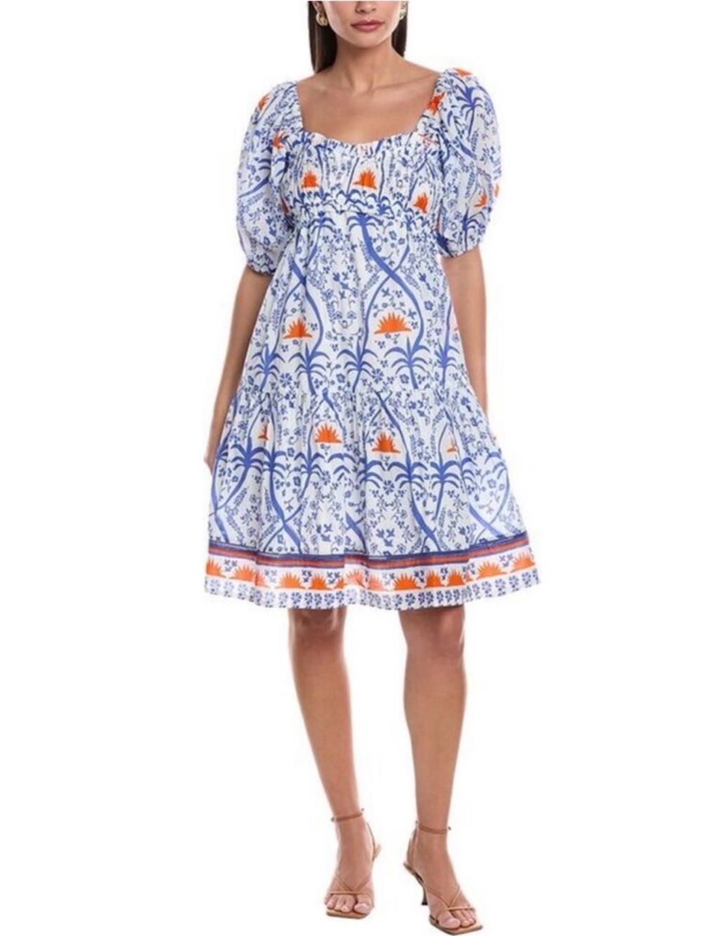 RO’S GARDEN Tamara Dress White Blue Print Size Medium M $220 RRP Tuckernuck